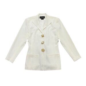 Vintage 1990s St. Gillian White Blazer Petite Tri-Acetate Poly